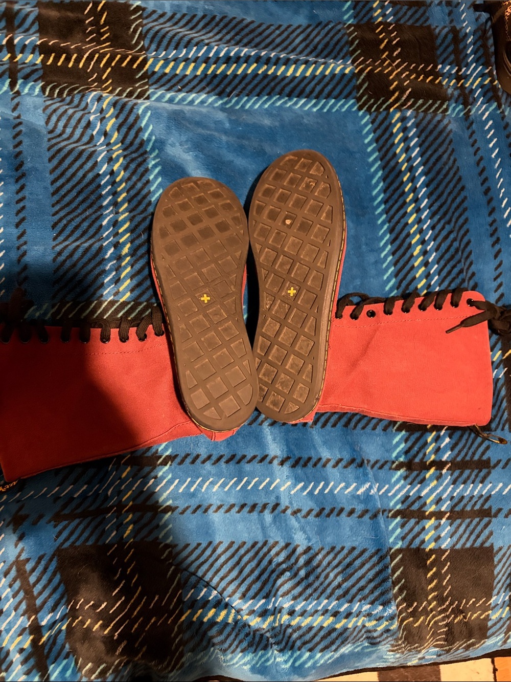 Dr. Martens Red Canvas Lace-Up Combat Boots - Picture 3 of 3